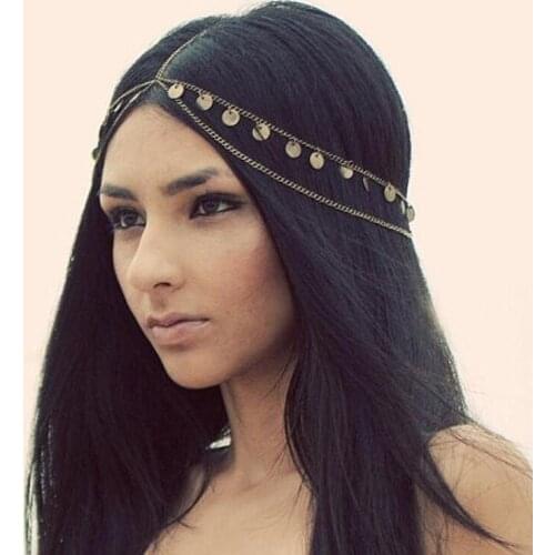 Women Alloy Sequins Tassel Chain Headdress Hair Band Hair Accessories HairBands 2016 New Jewelry Wholesale