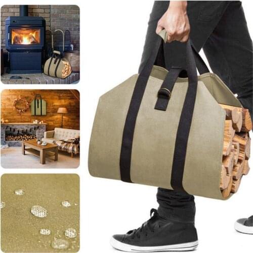 1PC Firewood Storage Bag Canvas Outdoor Camping Wood Log Carrier Match Bag Package Outdoor Tote Home Kitchen Supplies