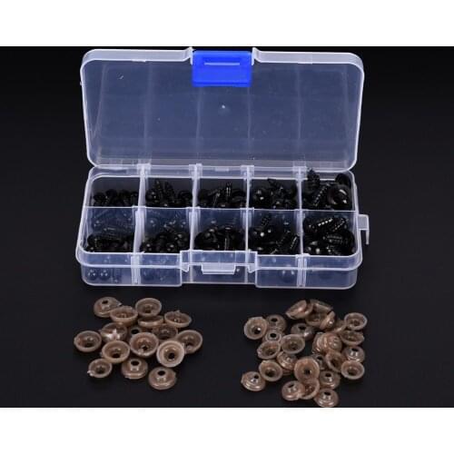 100pcs 6mm/8mm/9mm/10mm/12mm Plastic Black Doll Puppet Eyes Animal Crafts Safety Eyes For Teddy Bear Kids Children DIY Toys