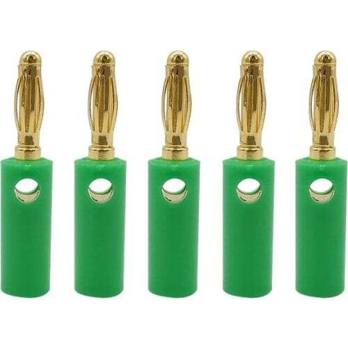100Pcs Green 4mm Banana Plug Audio Speaker Screw Male Adapter 4mm Banana Wire Cable Connector Gold Plated
