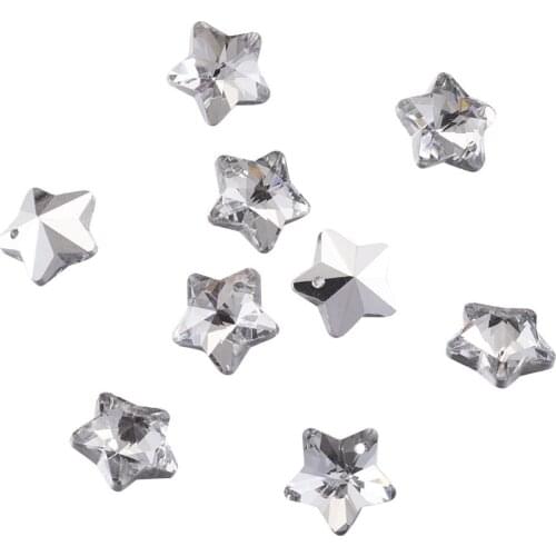 100Pcs Star Butterfly Electroplated Glass Pendants Silver Plated Bottom Faceted Clear Charms Beads For Jewelry Making Findings