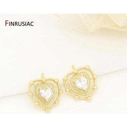 14k gold plated crystal heart pendant accessories for necklace making diy earrings accessories