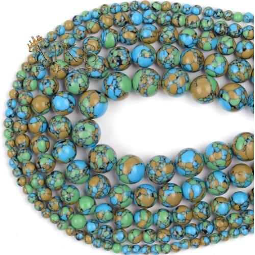 4 6 8 10 12mm Synthesis Colorful Blue Turquoises Round Loose Beads For Jewelry Making Diy Bracelet Necklace 15" Wholesale