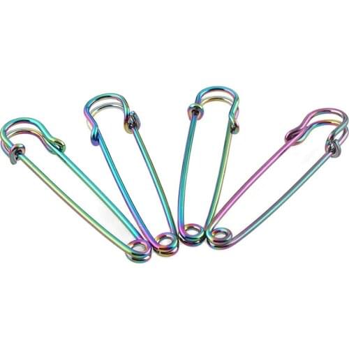 Safety Pins Rainbow 57*11mm DIY Sewing Tools Accessory Stainless Steel Needles Large Safety Pin Small Brooch Apparel Accessories