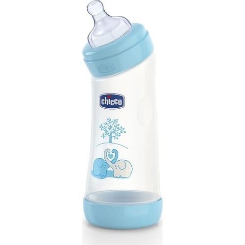 Chicco Wellbeing First-Angle Baby Bottle 250 ml-Blue