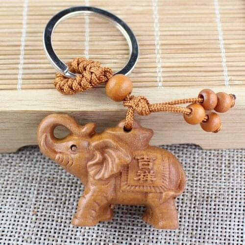 Wood elephant keychain key ring for women kids cute gift fashion wood lucky animal elephant keychains jewelry F20173969