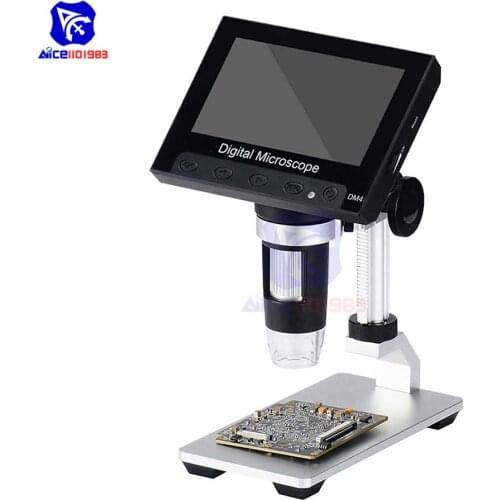 Diymore 4.3" LCD Digital Microscope 50X-1000X Magnification Endoscope with Aluminum Alloy Stand 8 LED Video Camera Microscope