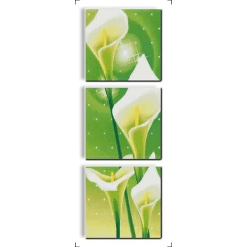 Everlasting Love Common Calla (triptych) Chinese Cross Stitch Kits Ecological Cotton Printed 14CT DIY Gift Christmas Decoration