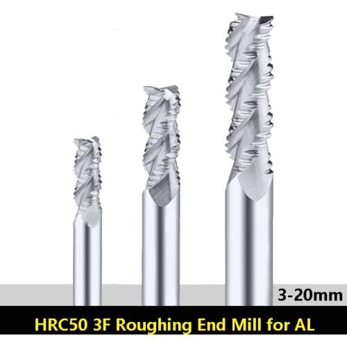 Tungsten Steel Roughing End Mills for Aluminum Solid Carbide 3 Flute HRC50 CNC Wave Edge Milling Cutter 6mm 8mm 10mm 12mm 16mm