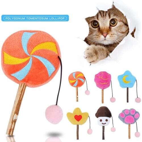 Kitten Play Interactive Fun Toy Marshmallow Lollipop Cat Teaser Wand Pet Colorful Fleece Toys Cat Toy