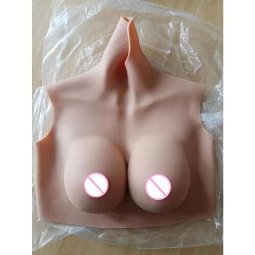 6G Upgrade Fake Artificial Boob Realistic New High Collar Neck Silicone Breast Forms Crossdresser Shemale Transgender Drag Queen