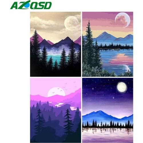 AZQSD Oil Painting By Number Landscape Hand painted Modern Wall Picture By Numbers Night Mountain Handmade Room Decoration
