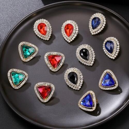 Retro Classic Design Romantic Water Drop Rhinestone Clip Earrings for Women Sweet Elegant Wedding Non Pierced Ear Clips Jewelry
