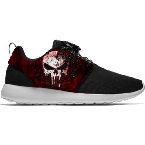 Skull Punk Rock Horror Fashion personality Funny Sport Running Shoes Lightweight Breathable 3D Printed Men women Mesh Sneakers