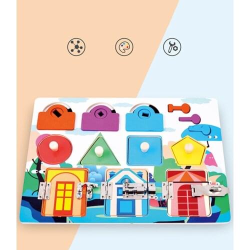 Toddler Busy Board Wooden Sensory Education Unlock Toys Fine Motor Skills Boys & Girls