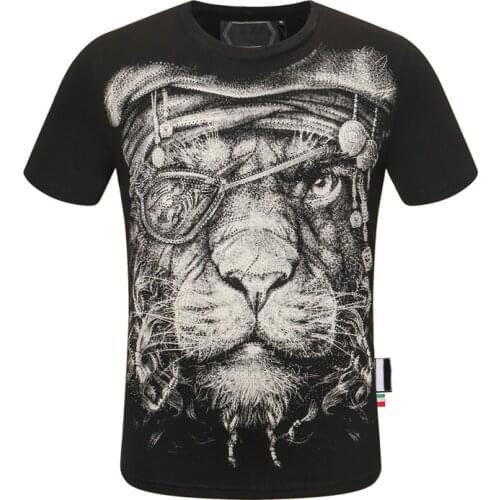 SKULL Brand Fashion Men Short Sleeve 3D Printing Street Hip-Hop Style Men Plein Tshirt Black Tops Skull Sportswear Manche Courte