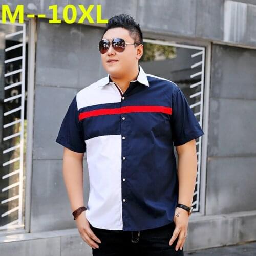 10XL 8XL 6XL 5XL 4XL Mens Shirt Brand Luxury Men Cotton Short Sleeves Dress Shirt Turn-down Collar Cardigan Shirt Men Clothes