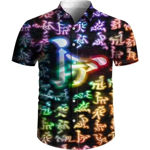 Fashion Hawaii extruded pineapple 3D printed shirt collar flap button Harajuku mens casual slim fit mens shirt