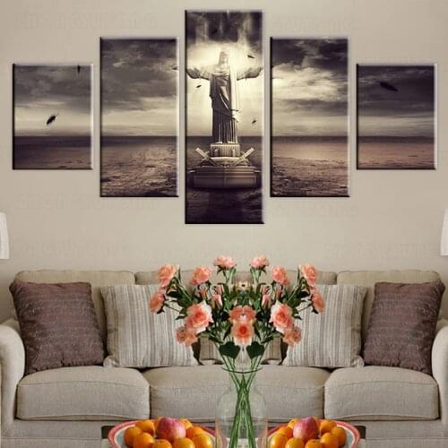 Canvas Pictures Wall Art Framework 5 Pieces Christ The Redeemer Paintings Modular HD Printed Poster Home Decor For Living Room