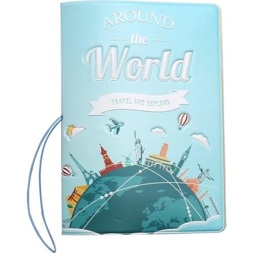 New Travel Accessories Around The World Camouflage Passport Cover ID Credit Card Bag 3D Design PU Leather Passport Holder Bag