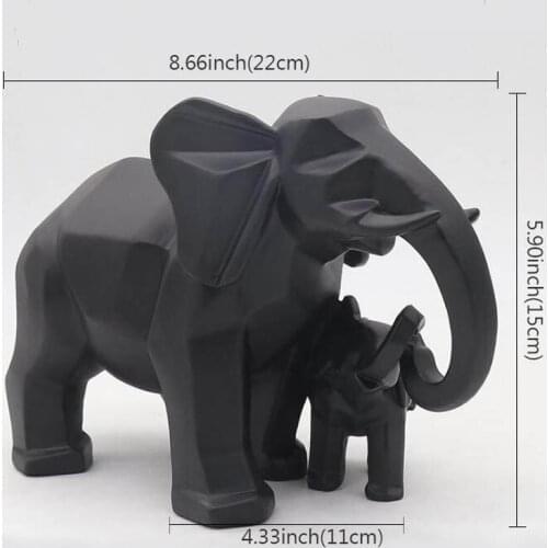 Crafts for Sculpture Statue Ornaments Mother and Child Gold Modern Geometric Gold Elephant Resin Home Decoration Accessories