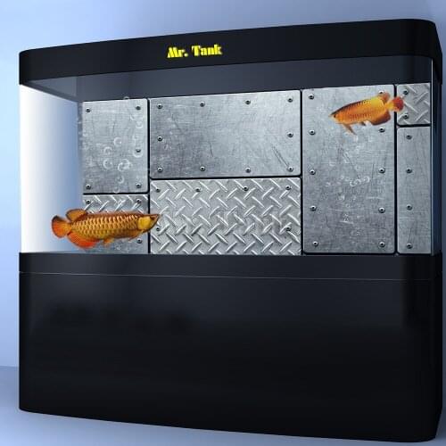 Custom Size Aquarium Background Poster With Self-Adhesive Forest Stainless Steel Creative PVC Fish Tank Wallpaper Ornament