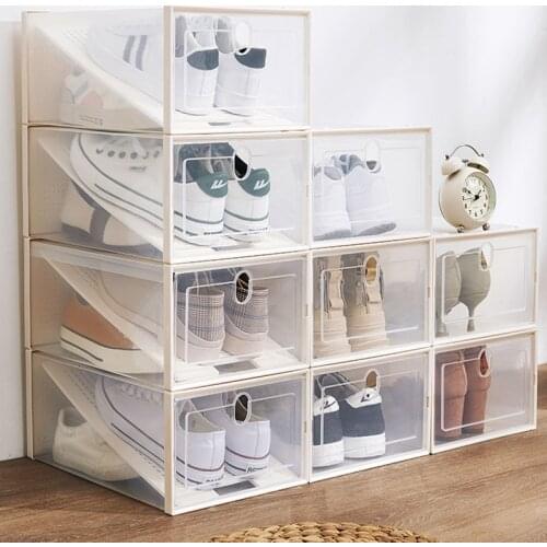 Transparent Shoe Box Drawer Case Plastic Shoe Storage Thickened Dust Proof Shoes Organizer Household Shoe Cabinet