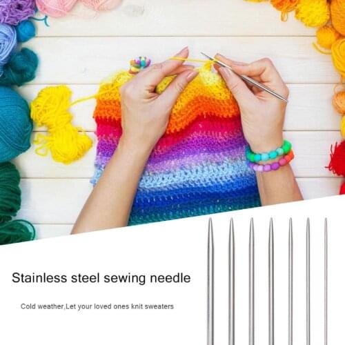 35PCS 20cm Straight Knitting Needles Stainless Steel Crochet Hook DIY Sweater Weave Knitting Tools Size 2-5mm Stainless Steel