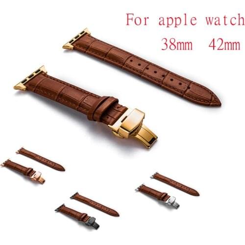 BJS watchbands genuine cow leather watch strap for Apple Watch Band 42mm 38mm series 4-1 iwatch 4 44mm 40mm watch bracelet