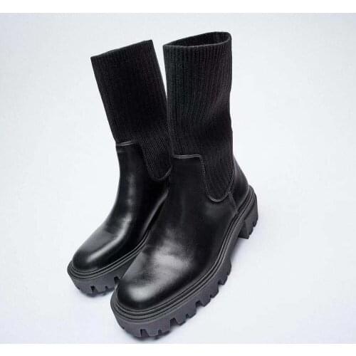 Womens Rubber Boots Boots-Women Luxury Designer Female Shoes Round Toe Clogs Platform Rain Black Mid-Calf 2021 Fashion Ladies
