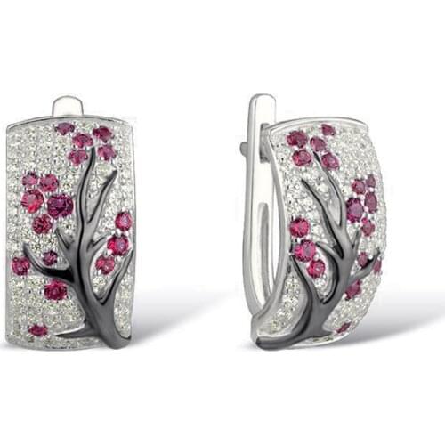 Ajojewel CZ Flower Bouque Branch Earrings For Women Beautiful Jewelry Silver-color Ear Studs Elegant Gift Bijoux Femme