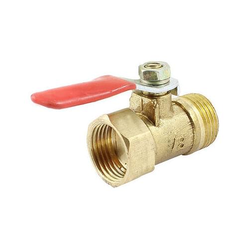 16mm 3/8" PT Male Thread M/F Full Port Red Lever Handle Ball Valve
