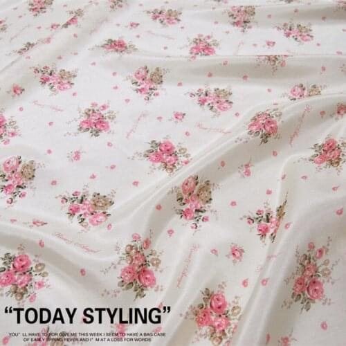 Silk Cotton Fabric Dress 12 momme Rose Red White clothing Cloth 12 DIY Textile Tissue