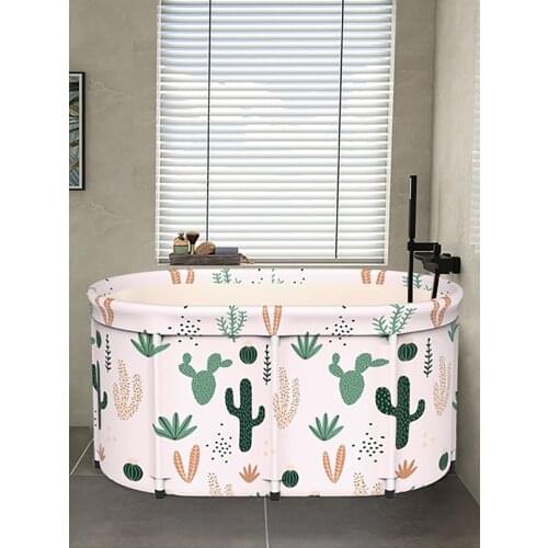 Folding Bathtub Bucket Portable Thickening Non-Inflatable Cylindrical Baby SPA Bath Water Tub Home Household With Lid Bathtubs