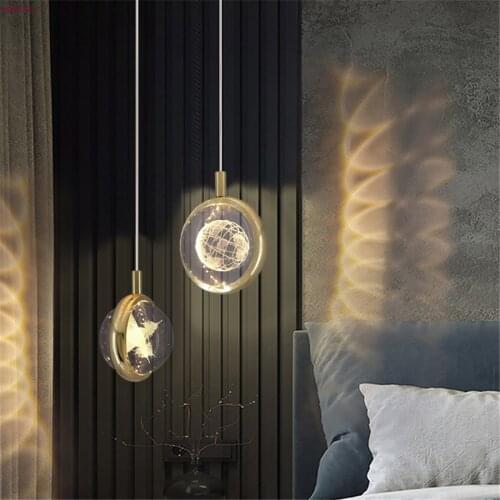 Nordic Art Deco Crystal Earth Jellyfish Feather Led Chandeliers Lighting For Living Room Restaurant Kids Hanging Luster Fixture