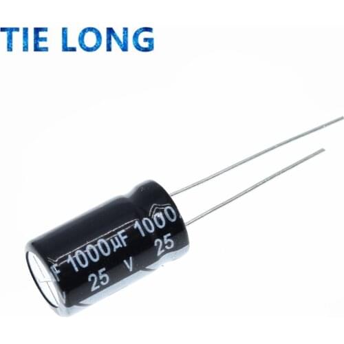 TIELONG 50PCS Electrolytic capacitors 25V1000UF 1000UF/25V 10 * 17MM