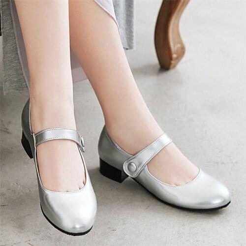 Mary Jane Shoes for Women Bellerina Flats 2020 Dress Ballet Flat Shoes Low Heels Office Work Shoes Woman Silver Black Size 33 43