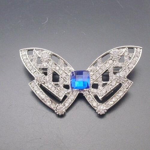 Fashion Famous Audrey Hepburns Butterfly Brooch Pin Crystal Blue Rhinestone Lovely Brooches For Women, Item NO.: BH7733