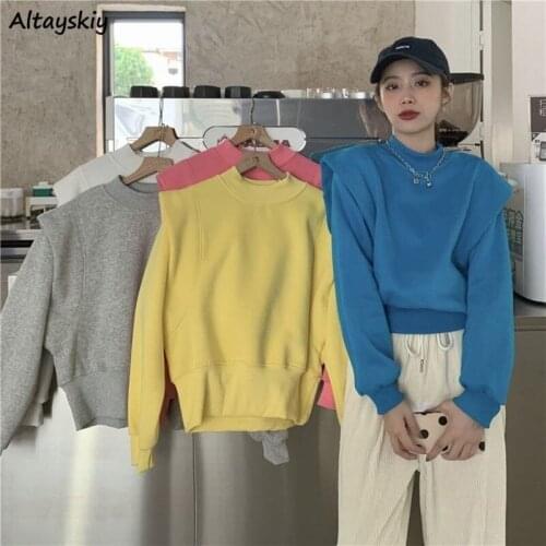 Sweatshirts Women Candy Colors Fake Two Pieces Clothing Lovely Girls All-match Students Stylish Ins Newly Spring 2021 Pullovers