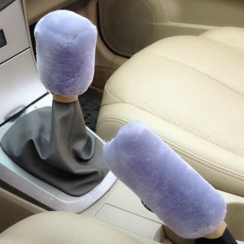 2 piece car handbrake gloves soft plush cover winter warm universal for Nissan Teana X-Trail Qashqai Livina Sylphy Tiida