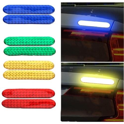 2Pcs Car Door Reflective Strip Warning Reflector PVC Cars Door Reflective Glue Tape Decals Night Protector Anti-Scratch