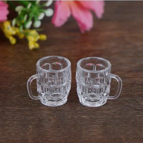 2Pcs DIY Cups Goblet Mini Drink Wine Beer Cup Dollhouse Craft Glass Model 1:12 Scale Miniature Home Decoration