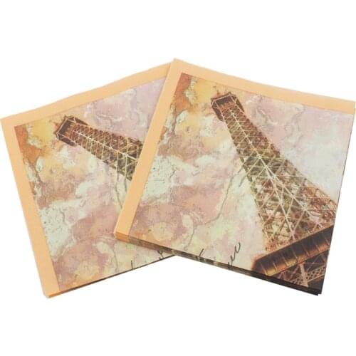 20pcs/lot 33*33cm Decoupage Paper Servilletas Eiffel Tower Series Vintage Towel Elegant Tissue Birthday Wedding Party Decoration