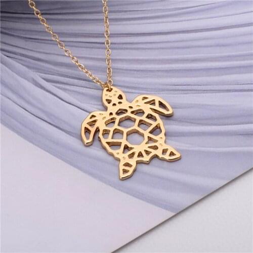 2017 Cute Animal Necklace Jewelry Origami Tortoise Necklace Lucky Tortoise Pendant Necklace Gift For Friends