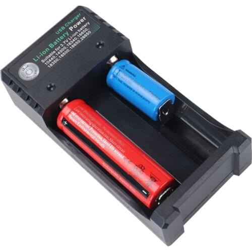 3.7V 18650 Double Slots Charger Portable 18350 16340 14500 USB Interface E-cigarette Independent Li-ion Battery Charging Device