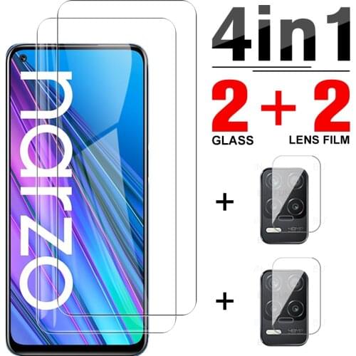 4in1 Screen Camera Protctor For Realme Narzo 30 5G 30A Tempered Glass Case For realmy narzo30 realmi 6 7 8 Pro Protective Film