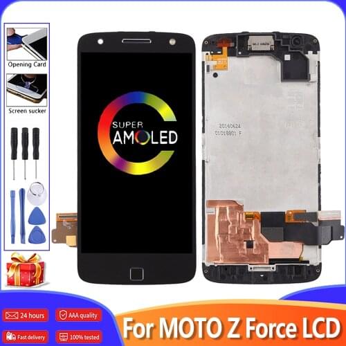 5.5" Original LCD For Motorola Moto Z Force XT1650 AMOLED LCD Display Touch Screen Digitizer Replacement LCD With Frame
