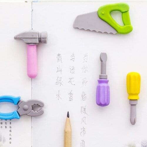 5pcs/set Creative Tool Series Pencil Rubber Eraser School Student Korean Stationery Correction Supplies For Kids Gifts