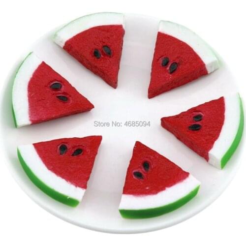 Gresorth 6pcs Highly Simulation Fruit Artificial Red Watermelon Slice Fake Fruits Model Photography Props