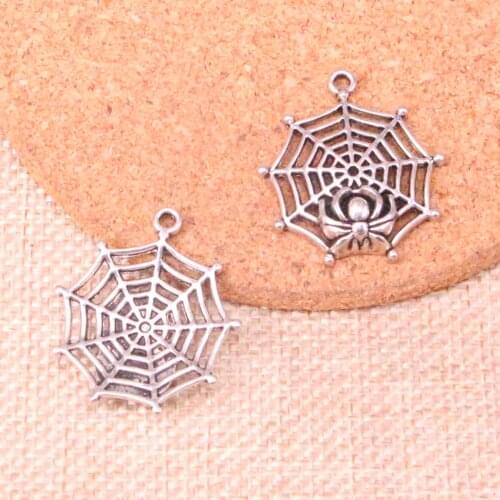 7pcs Metal Alloy spider cobweb halloween connector Charms jewellery pendant Diy Finding 38*32mm